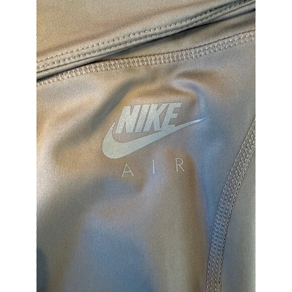 Nike Air Dri-Fit High Rise Leggings 1X Taupe Gray Mesh Panels Pockets - Picture 4 of 7